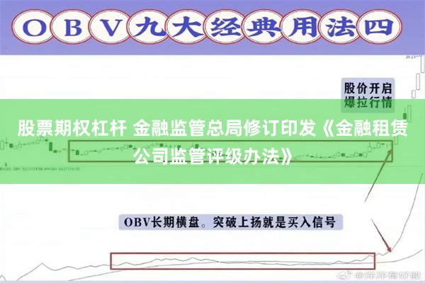 股票期权杠杆 金融监管总局修订印发《金融租赁公司监管评级办法》