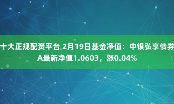 十大正规配资平台 2月19日基金净值：中银弘享债券A最新净值1.0603，涨0.04%