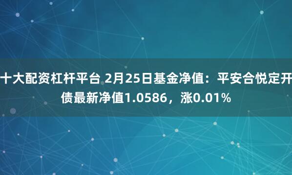 十大配资杠杆平台 2月25日基金净值：平安合悦定开债最新净值1.0586，涨0.01%